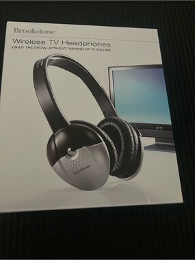 Brookstone Wireless TV Headphones - Black and Silver Accent